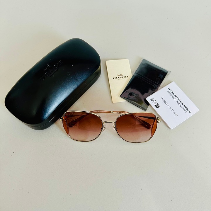 NEW COACH WOMEN'S GOLD BUTTERFLY SUNGLASSES HC7158D-900513-58