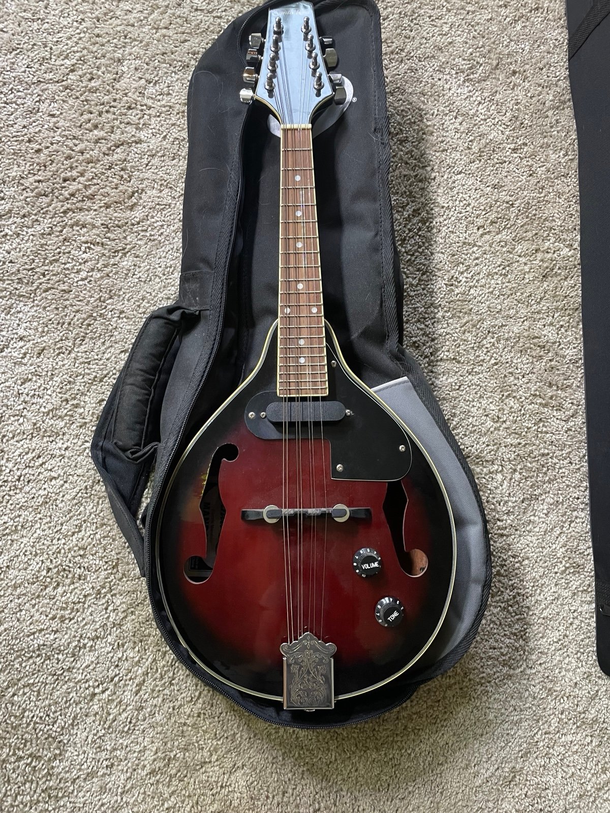 Santa Rosa Teardrop A style 8 string electric mandolin with soft case/backpack