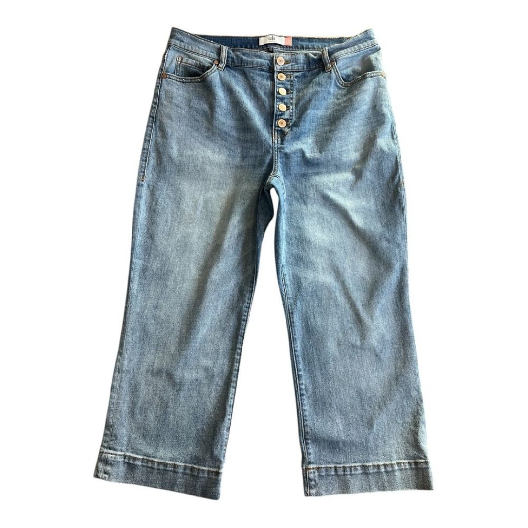 CAbi Women’s Palm Beach Crop Button Fly Blue Jeans Size 14