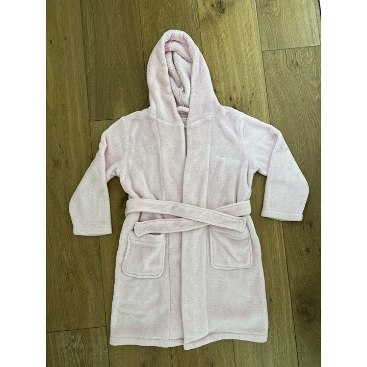 POTTERY BARN KIDS Pink Plush Robe “Sophia” Embroidered Medium (10)