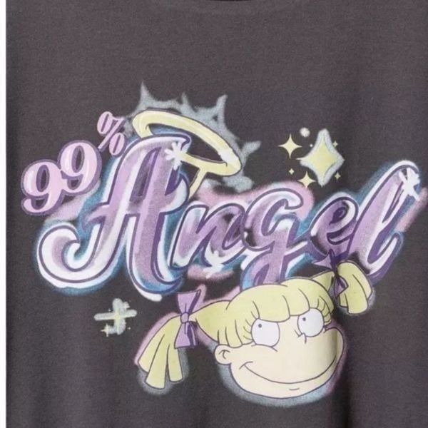 2X 18W 20W Torrid Grey Rugrats Long Sleeve Crop Tee Lettuce Hem Angelica 90s Car