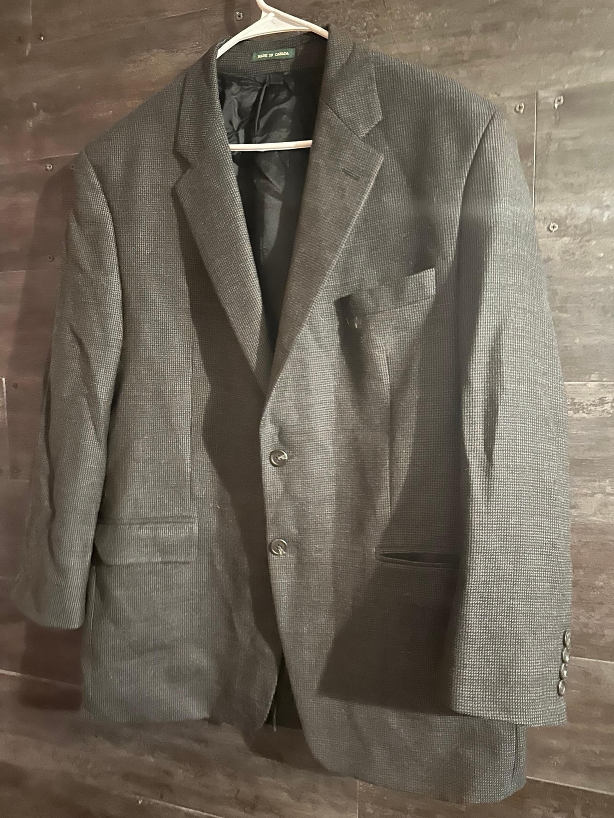Blazer Ralph Lauren Men's 44R Classic-Fit Charcoal  Suit Jacket Wool