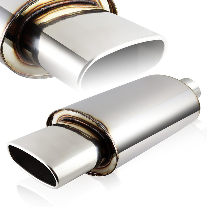 5.5 Wide Euro Oval Tip T-304 Weld-on Exhaust Muffler 2.5 Inlet Universal