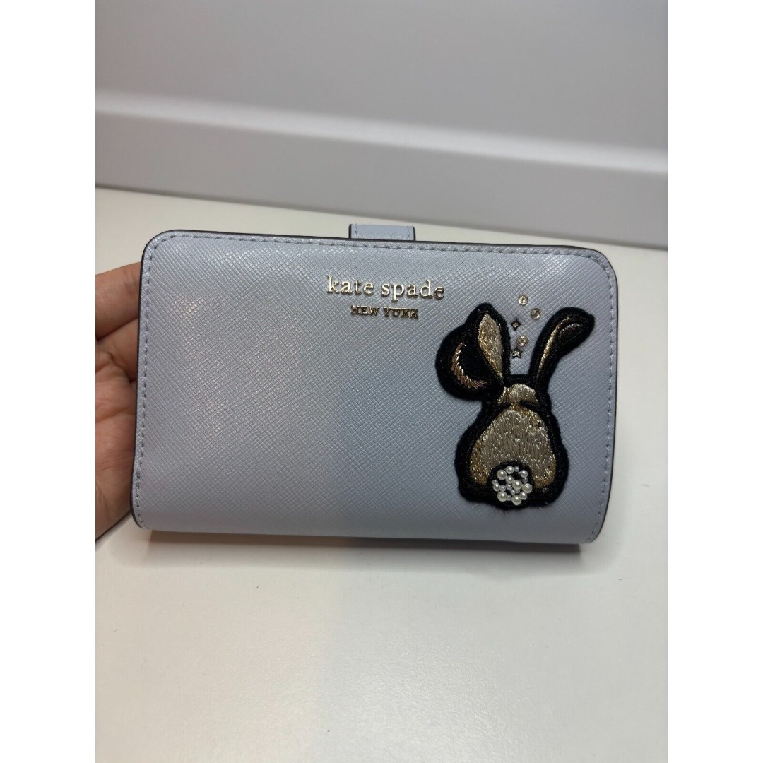 Kate Spade Bun Bun 3D Bunny Compact Wallet Hydrangea Blue