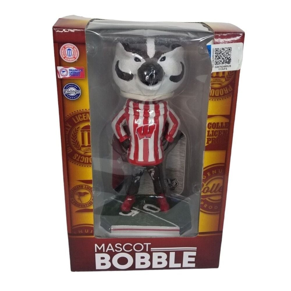 WISCONSIN BADGERS RARE BUCKY EXCLUSIVE MASCOT BOBBLE #80 OF 2018