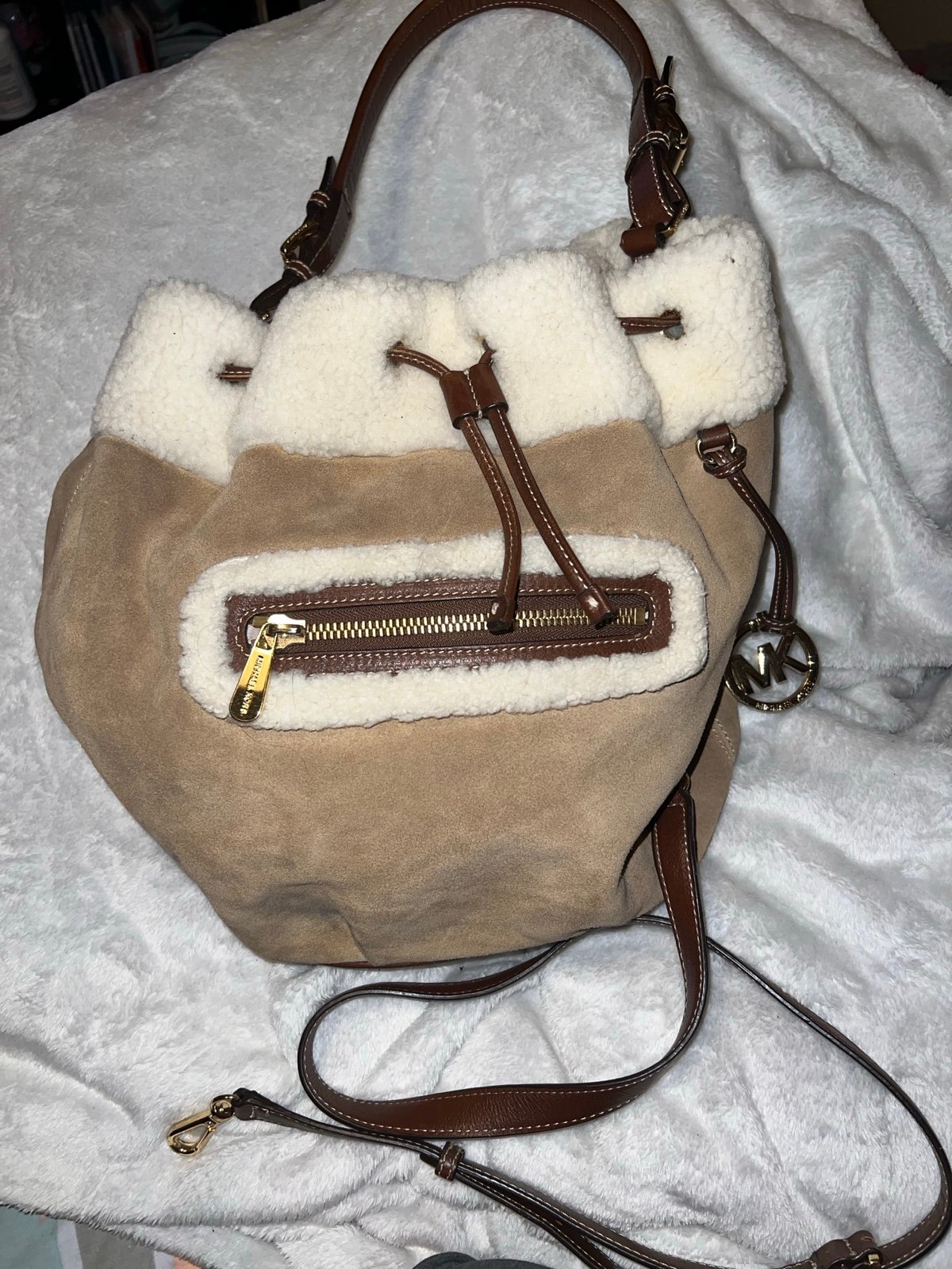 Michael kors suede shoulder/crossbody bag (read description)