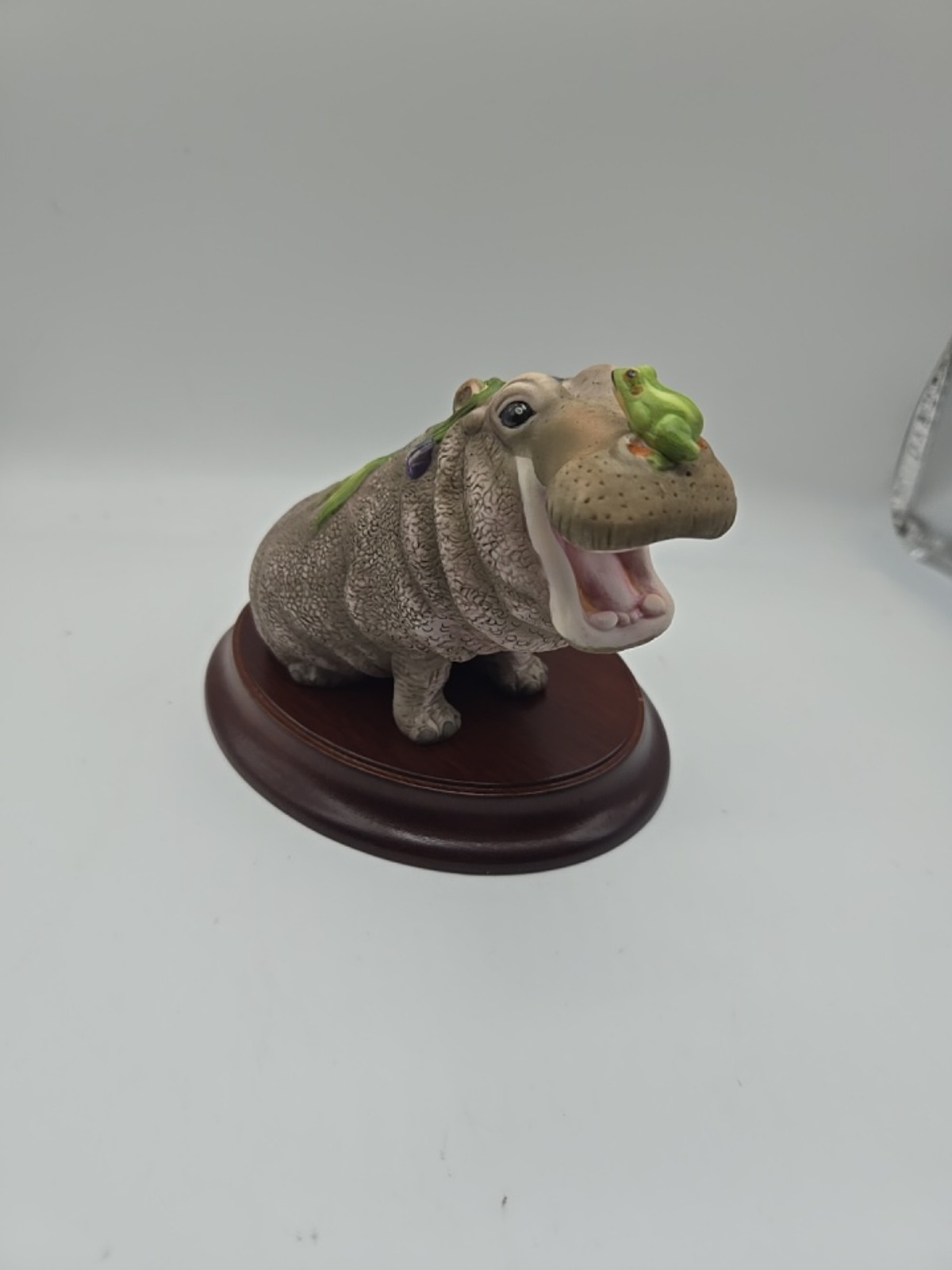 Vtg. Franklin Mint Along for the Ride Hippo & Frog Figurine