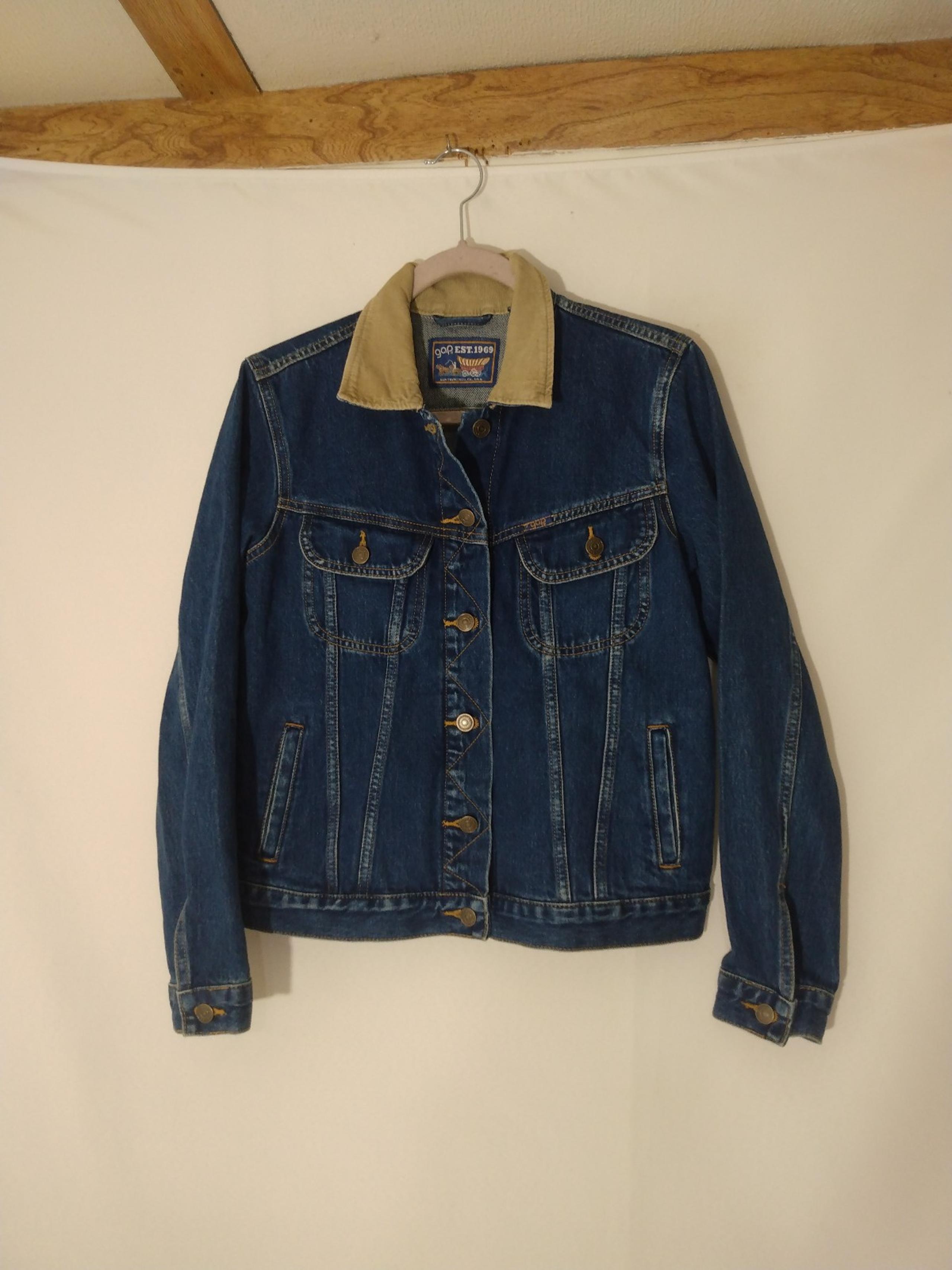 Womens Vintage Gap Denim Trucker Jacket With Corduroy Collar Sz Medium