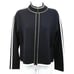 ST. JOHN SPORT WHITE AND GREEN TRIM BLACK KNIT JACKET P
