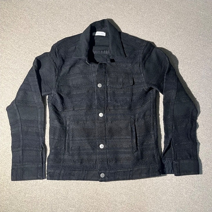 Jon Elliot Jacket Mens Size Small Black Cotton Knit Heavy Pockets Button READ