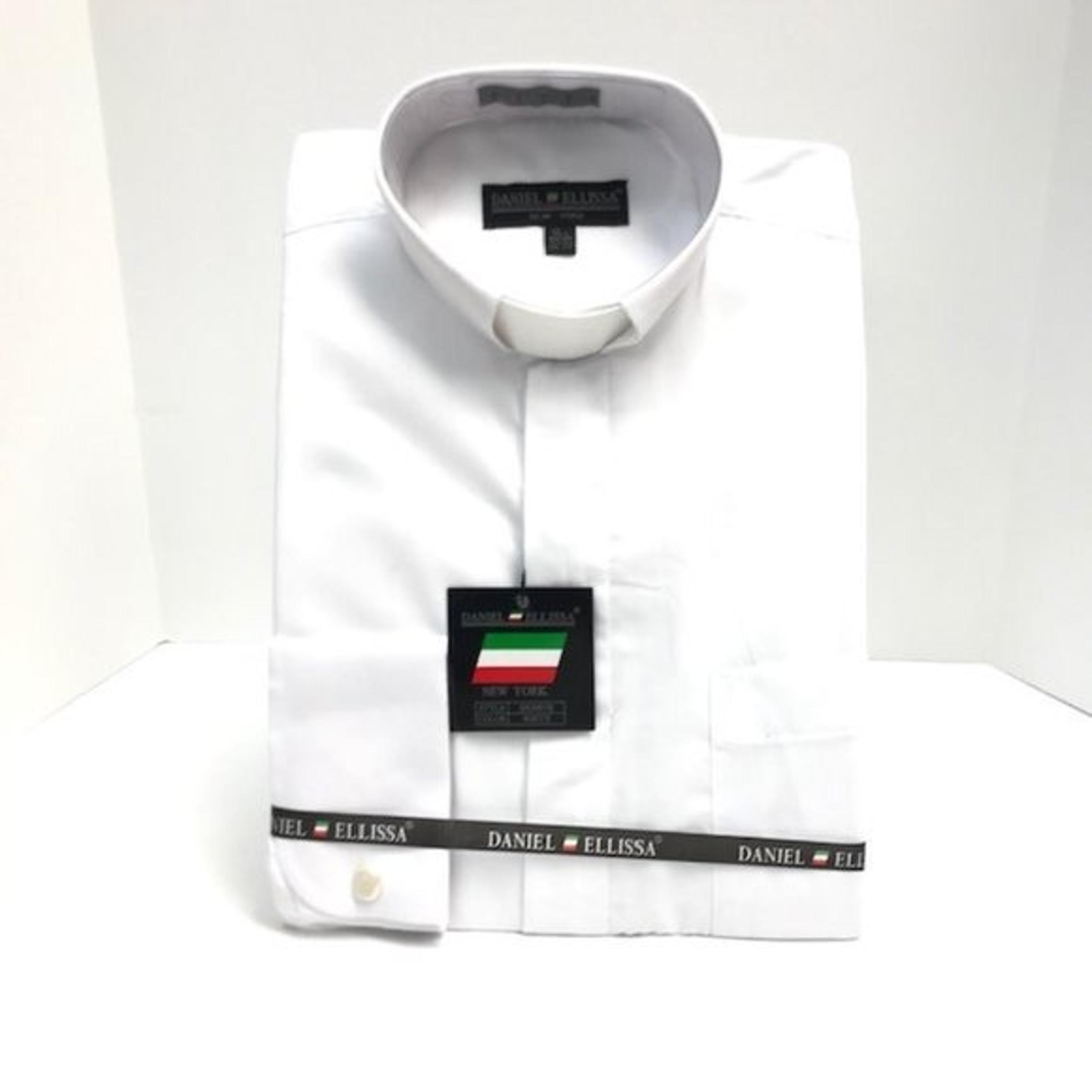 Daniel Ellissa Men's White Clergy Shirt White Collar Tab Size 18.5 34/35