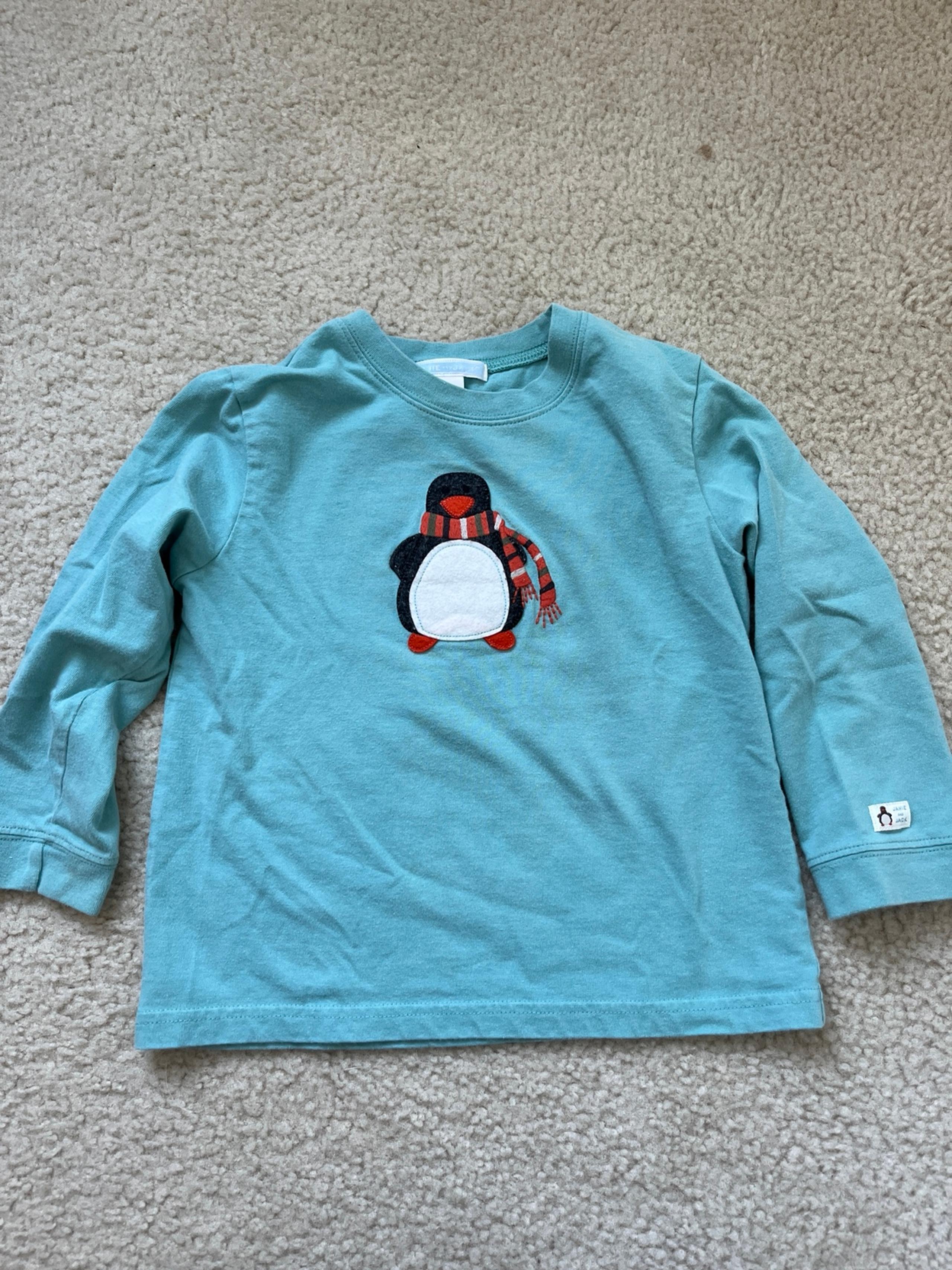 Vintage Janie and Jack Boys Long Sleeve Penguin Tee Size 4T