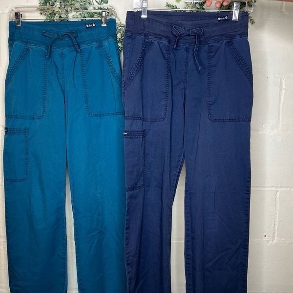 Koi | women set of two blue scrub pants cargo