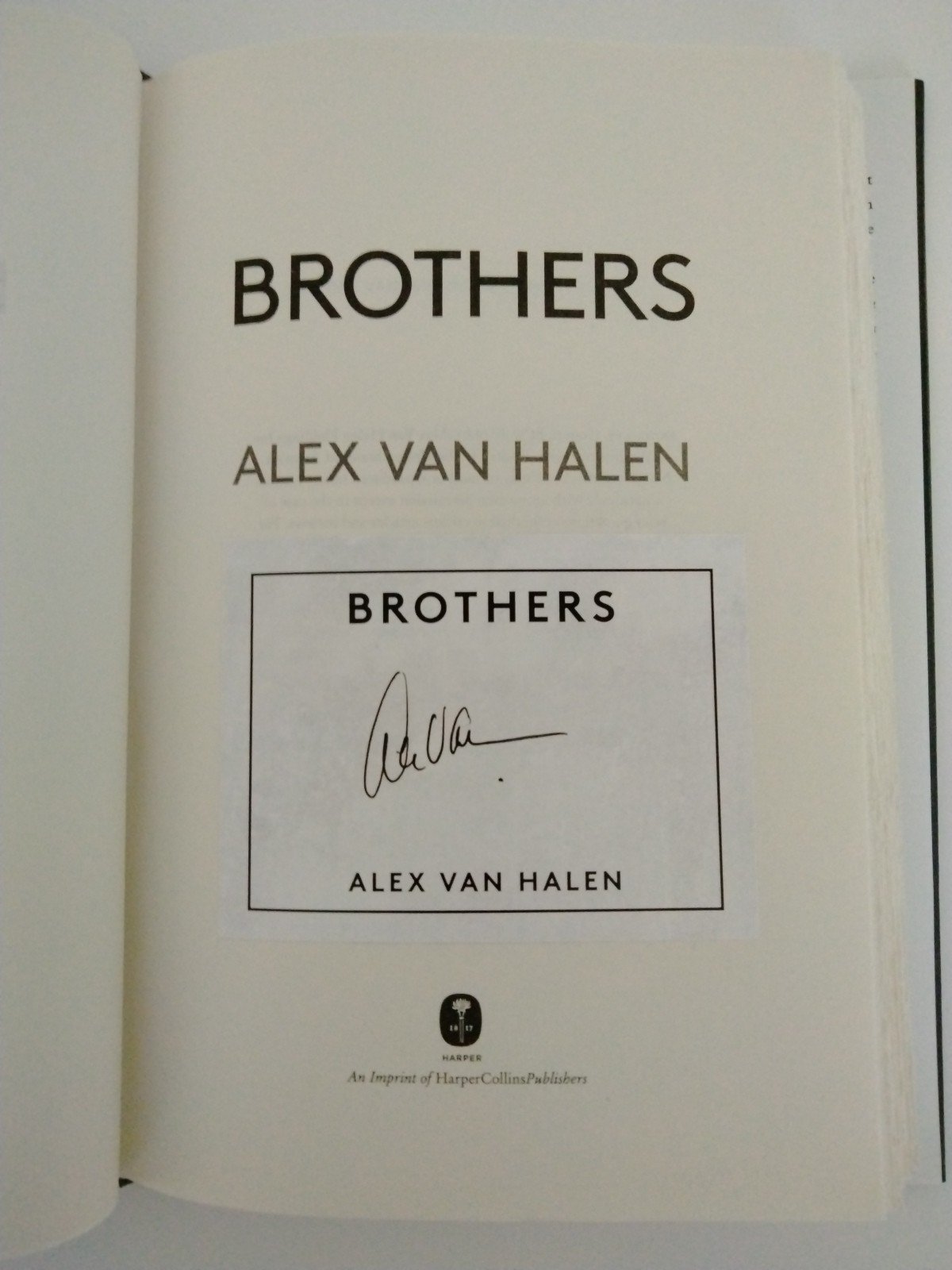 Alex Van Halen Signed Autographed Plate Brothers Book