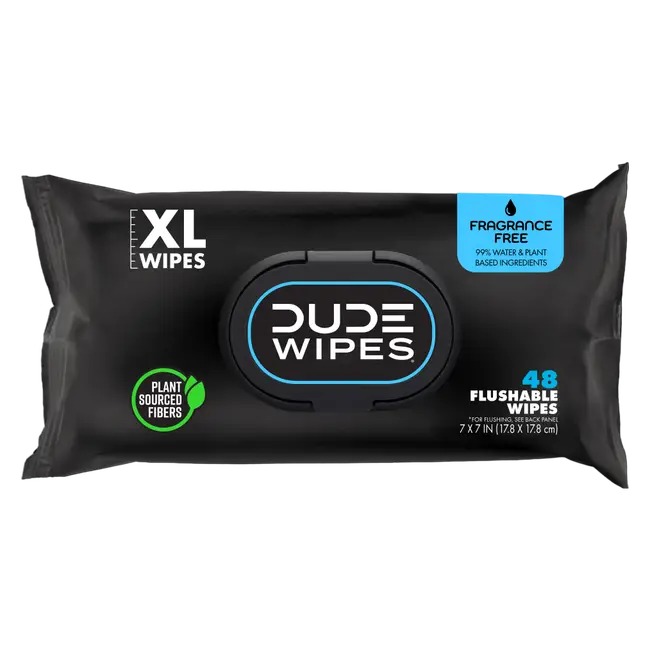 QTY 4 DUDE Wipes Flushable Wipes Dispenser Fragrance-Free with Vitamin E & Aloe