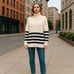 COS Turtleneck Sweater Long Sleeve Wool Cotton Knit White Blue Women's Small