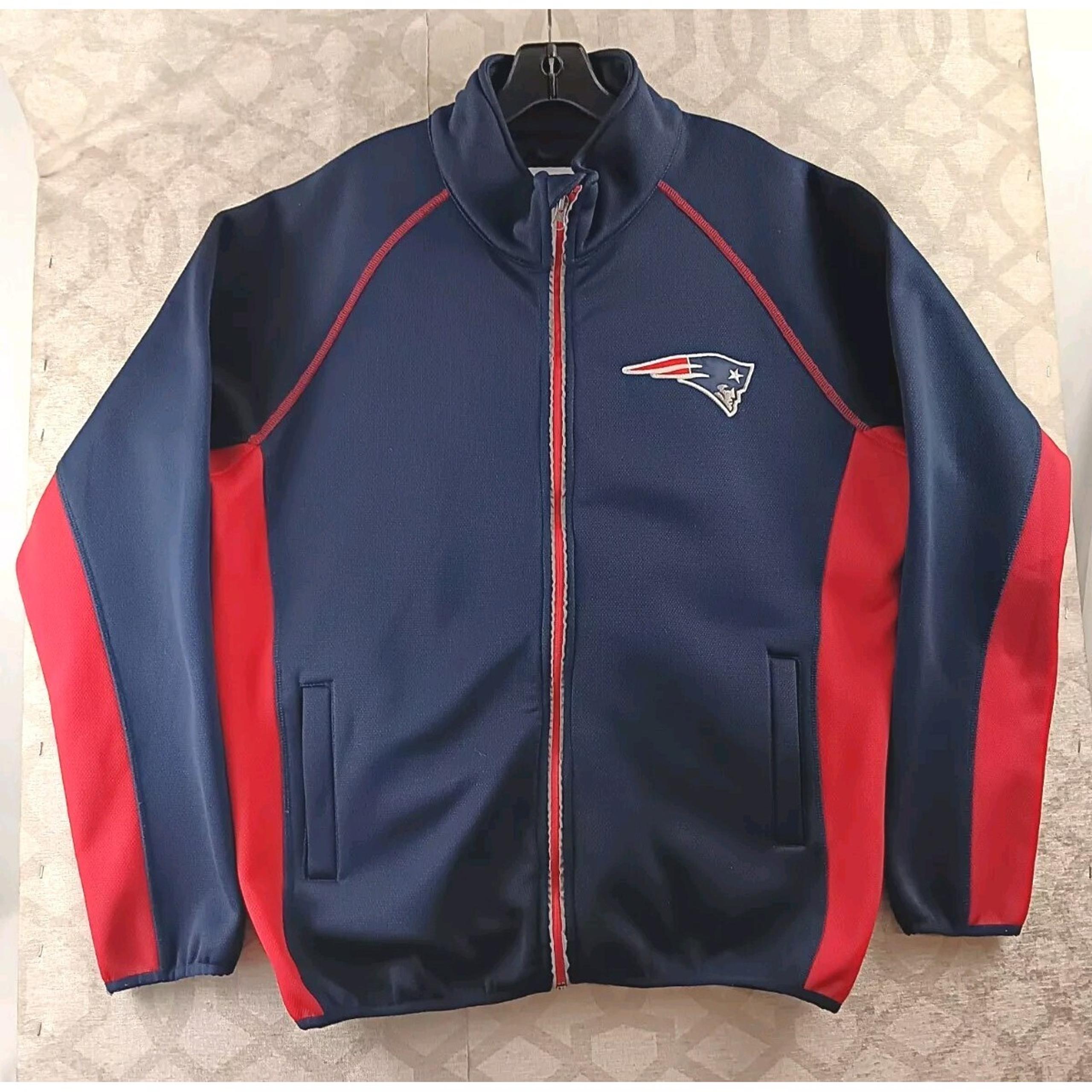 New England Patriots NFL Jacket Mens Large Blue Red Full Zip - G-III