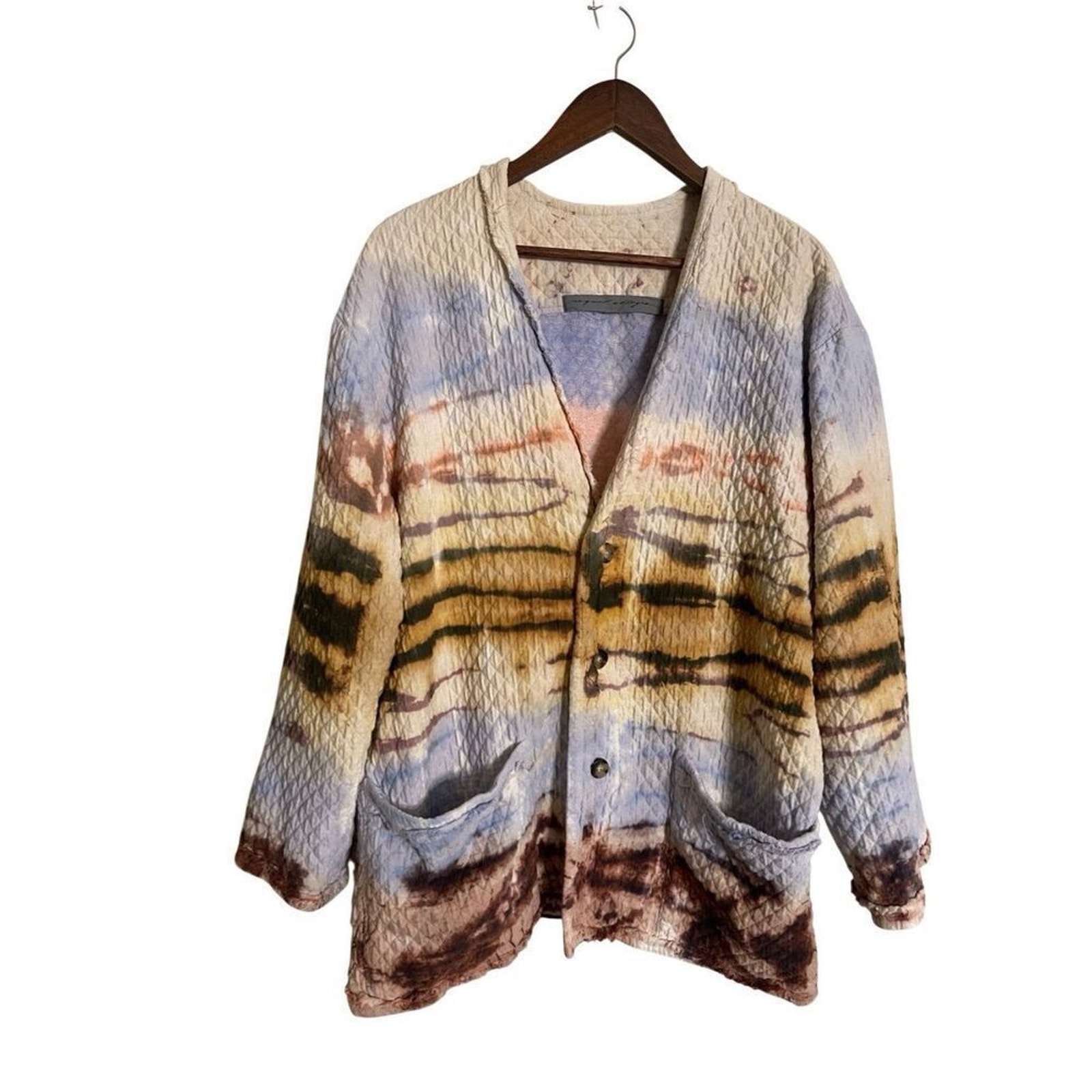 Raquel Allegra Women Size 1 US Small Quilted Cardigan Splatter Tie Dye