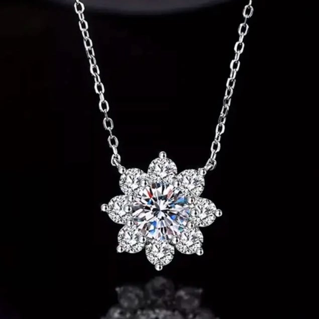 3.65cttw Moissanite sunflower pendant necklace