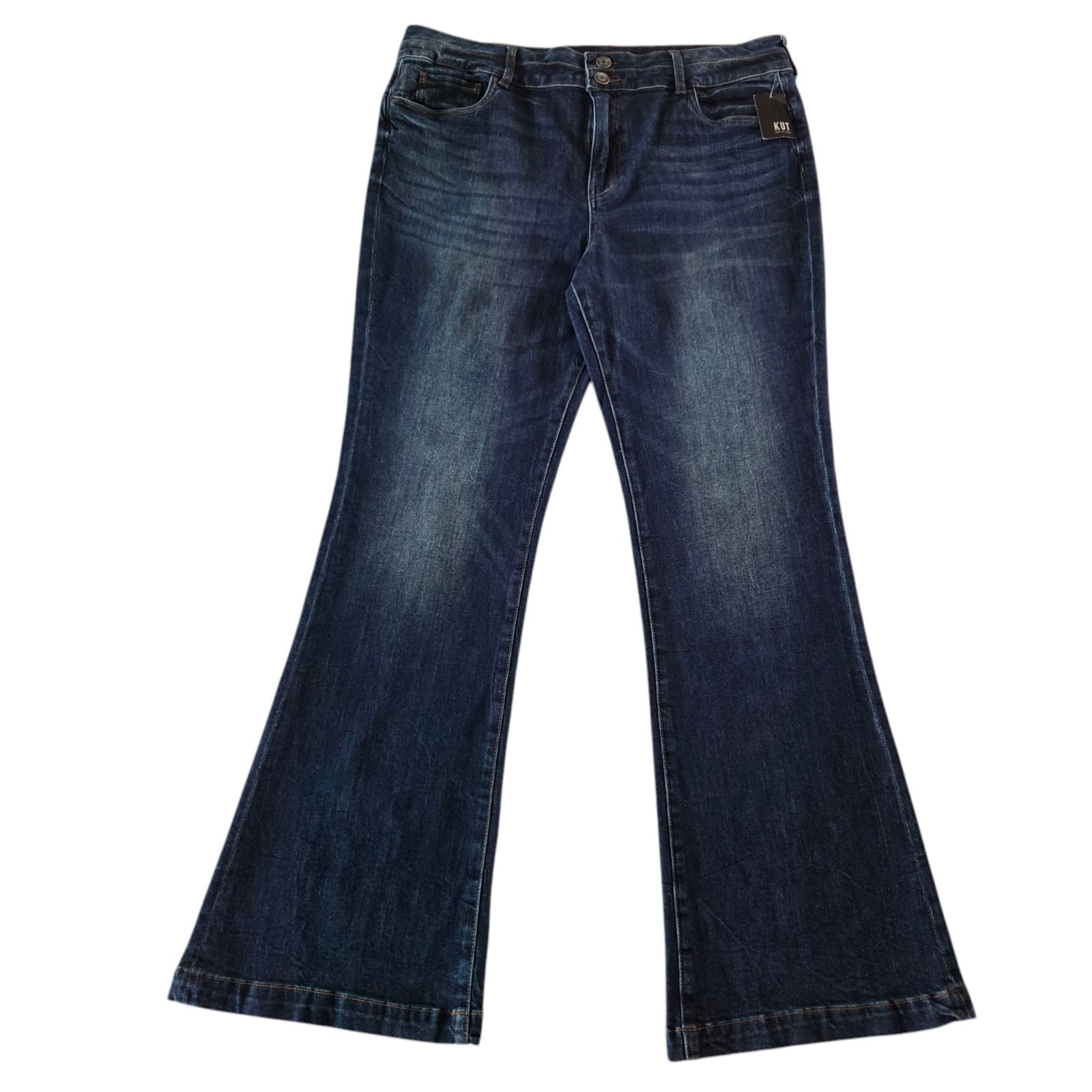 KUT From The Kloth Ana High Rise Flare Jeans Blue Womens Plus Size 18 Inseam 33