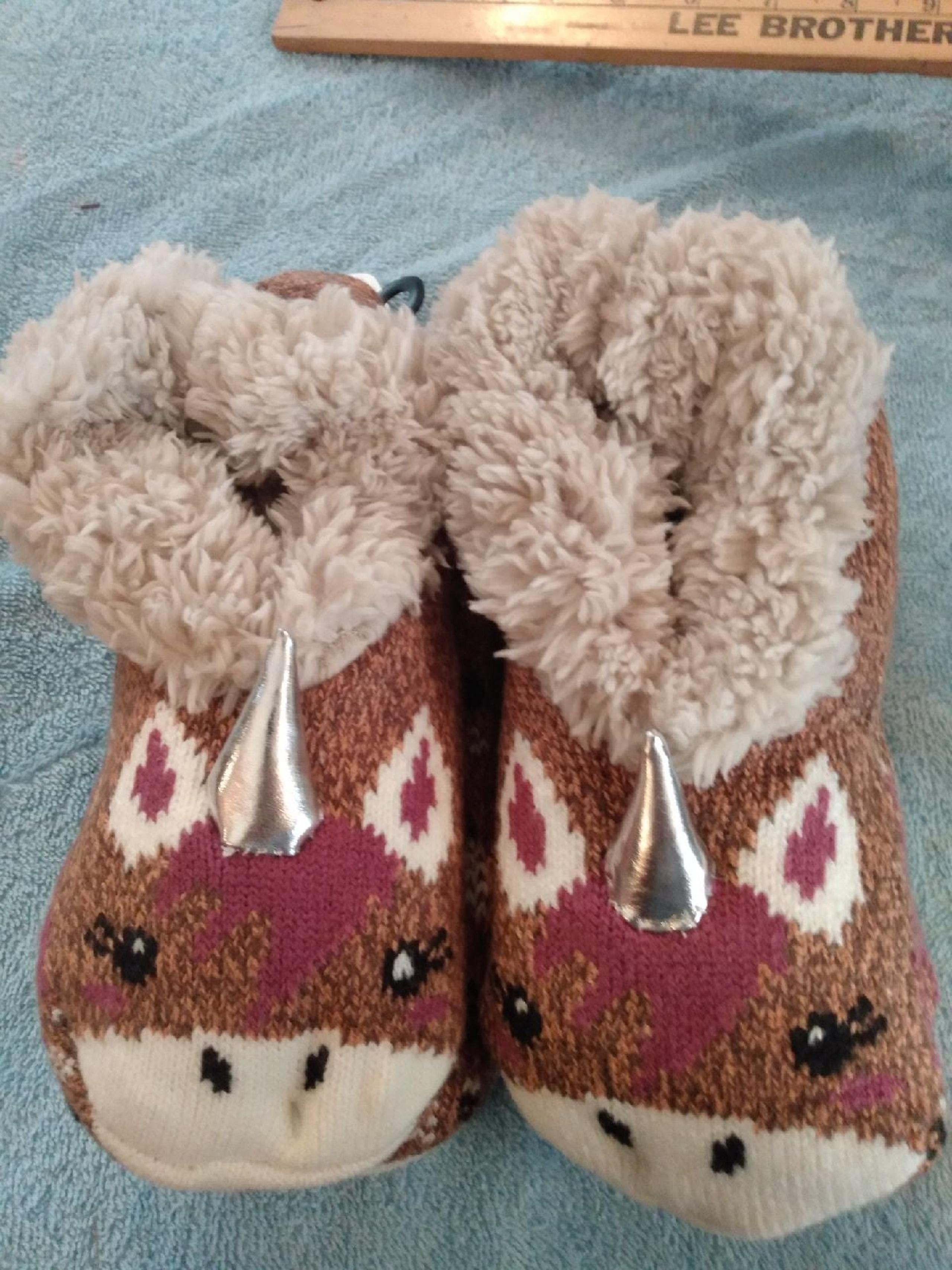 Ladies 4-10 Lined Unicorn Slipper Socks