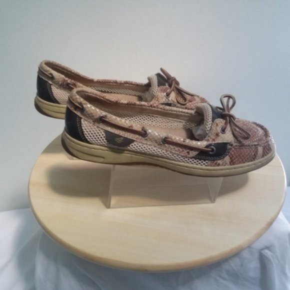99 Womens Sperry SHOES Sz 9 Loafer Slip On Boat Deck Snake Print Casual Travel