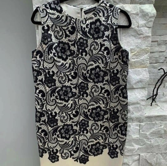 Dolce Gabbana Satin lace printed Dress IT 44