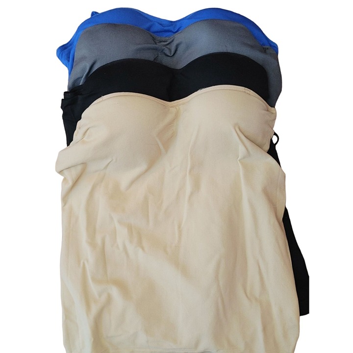 Ambiance Set of 4 Medium/Large Camisoles w/ Shelf Bra (Nude, Black, Gray, Blue)