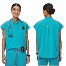 FIG Clothing Teal Rafaela Oversized Scrub Top XXS