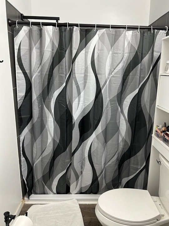 Shower Curtain with Hooks, 72x72 Inch Grey