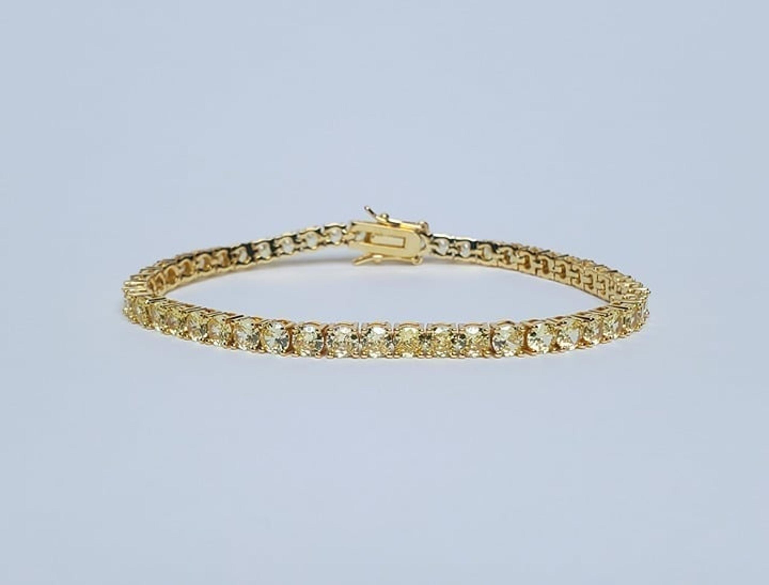 14K Gold 7" Womens 2ct Canary Yellow Topaz Gemstone Tennis Bracelet 7 in Jewelry