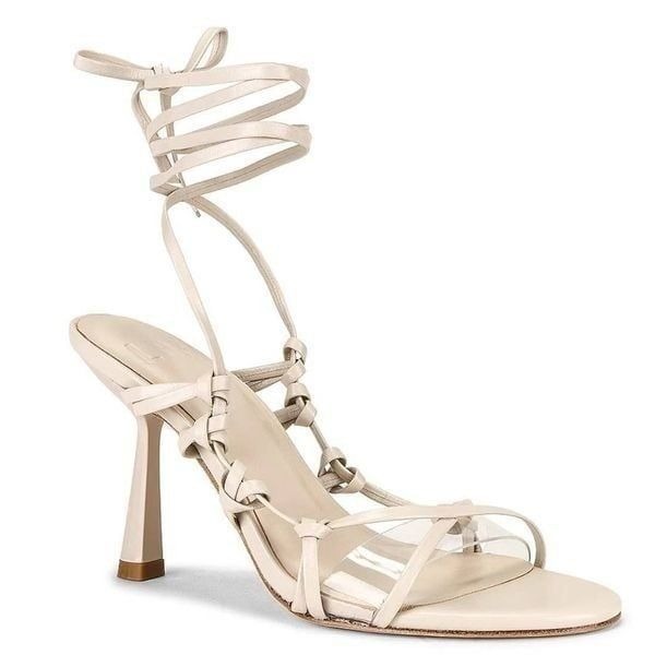 LPA Talia Strappy Ankle Wrap Sandal Heels in Ivory SZ 8