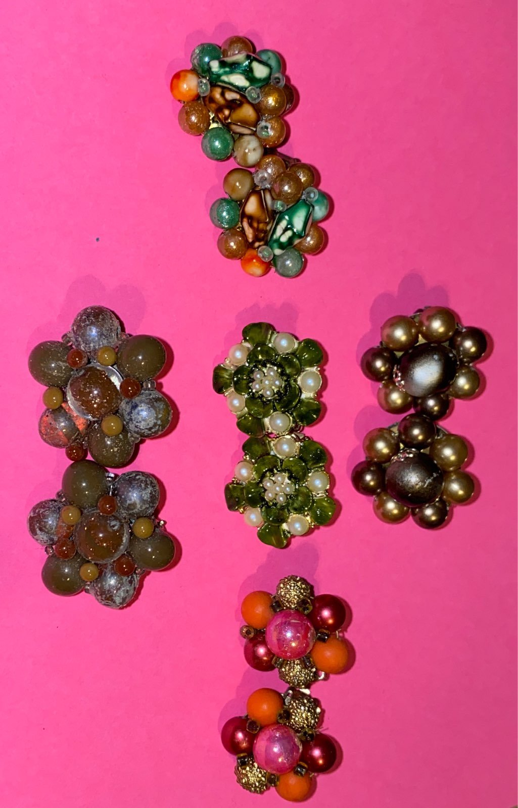 Vintage clip on earrings 5 pair