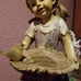 Garden Solar Girl Holding Basket & Bird, Lights up and Solar Powered, Brand New.