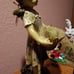 Garden Solar Girl Holding Basket & Bird, Lights up and Solar Powered, Brand New.