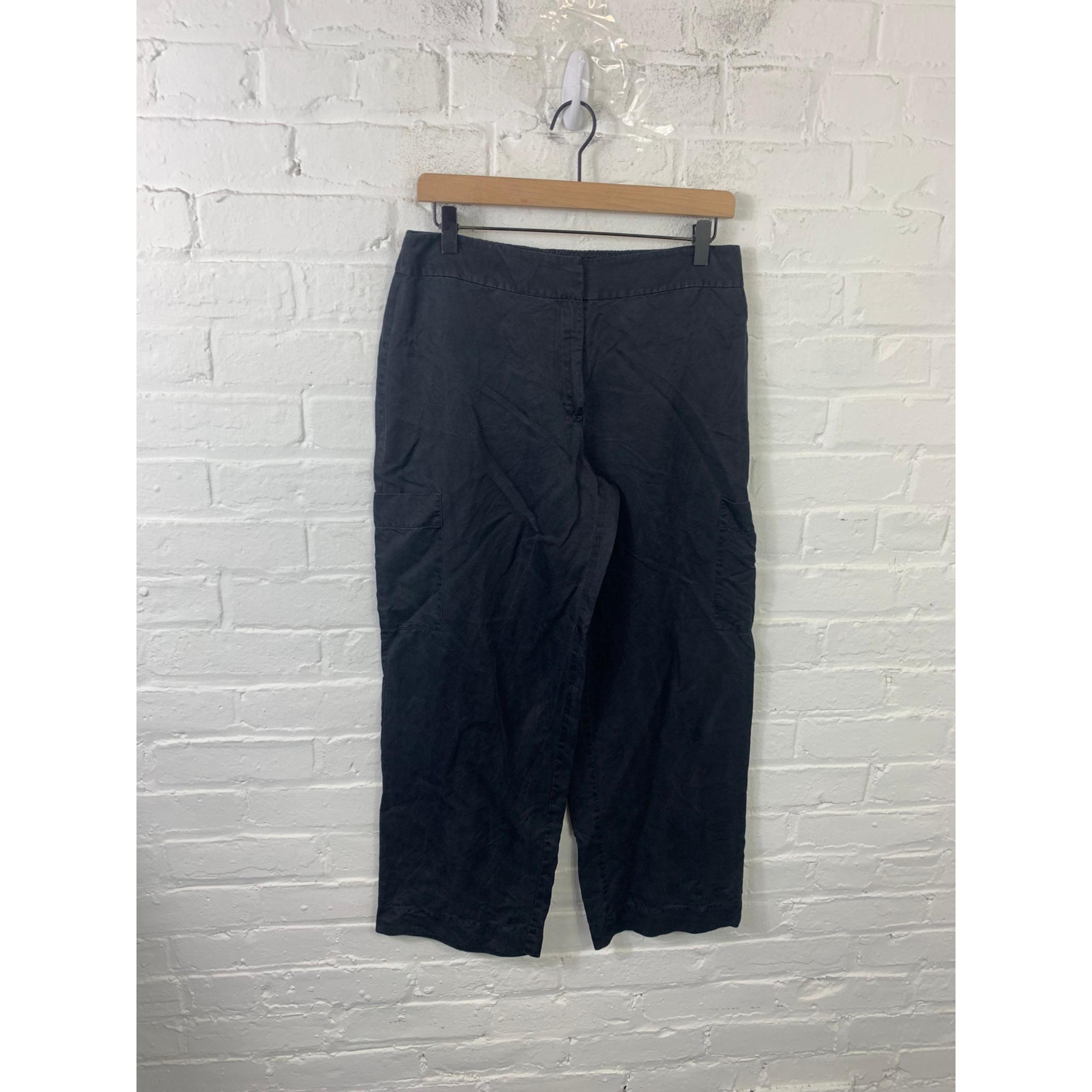 Eileen Fisher Women's High Waist Straight Leg Cargo Pant Black Size PM