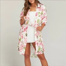 Show Me Your Mumu White Pink Floral Robe SZ OS
