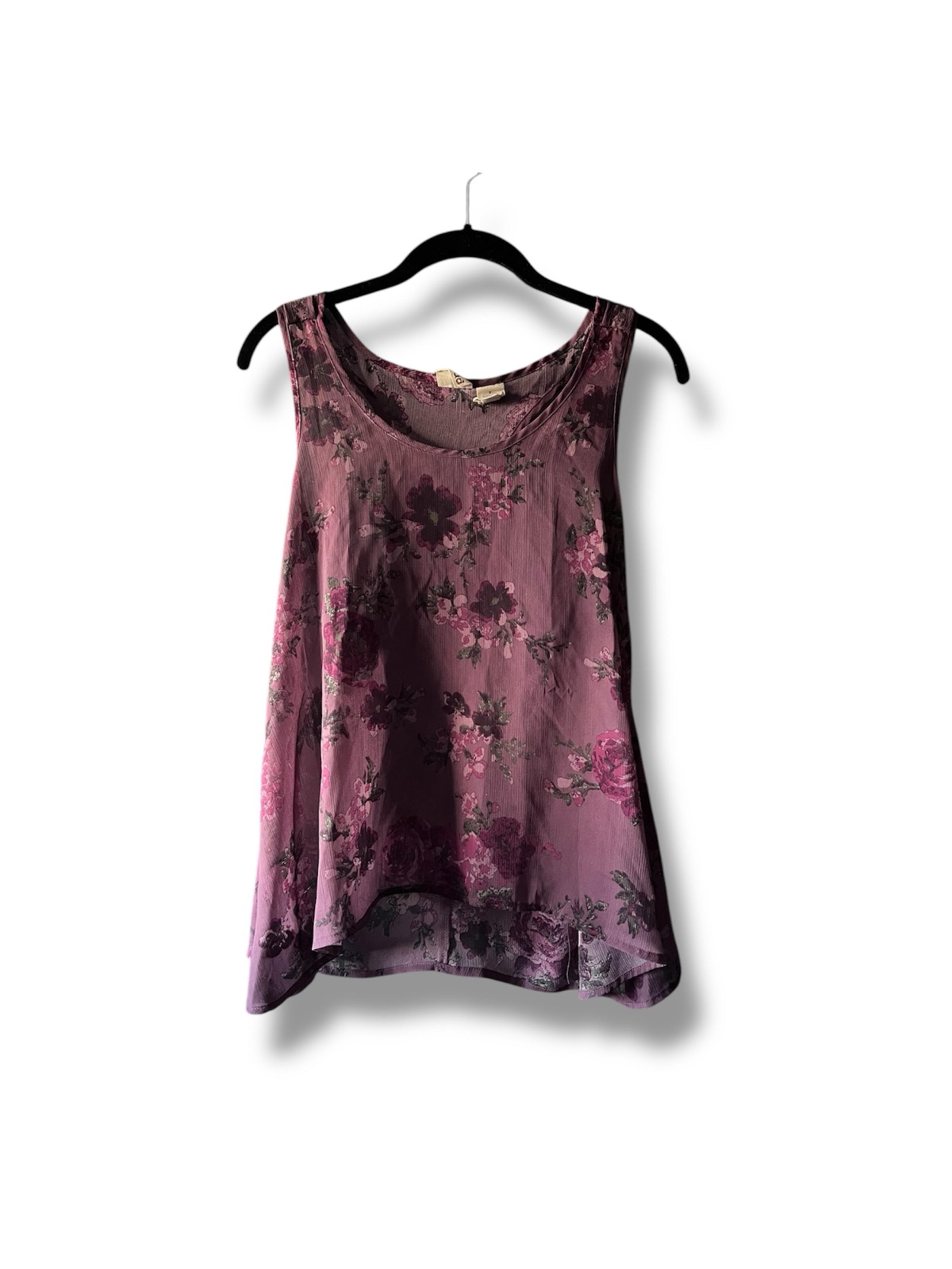Mudd Purple Floral Lace Tank