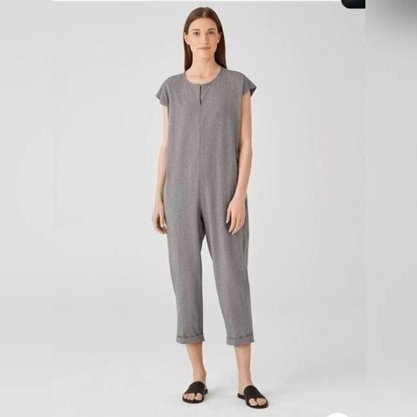 EILEEN FISHER Heathered Organic Cotton Jumpsuit - Size 2X
