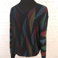 St. Croix Sz XL Colorful Striped V-Neck