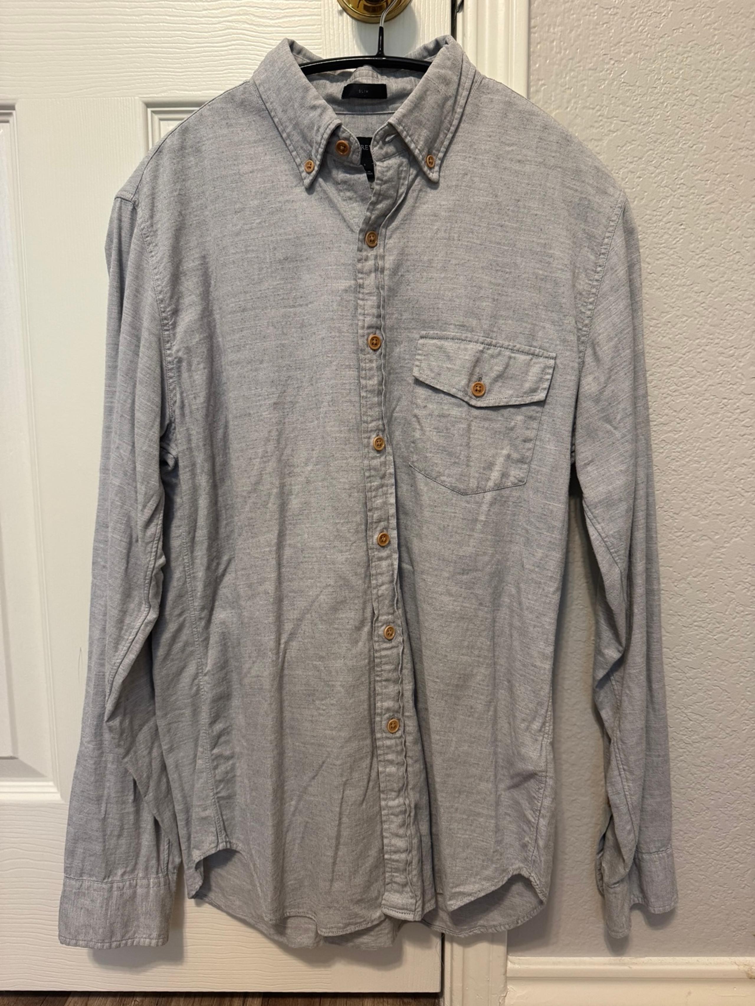J. Crew Men's Shirt Light Gray Slim Fit Size S