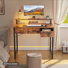 YITAHOME Small Computer Desk with Drawers, Office Desk with Monitor Stand for Sm