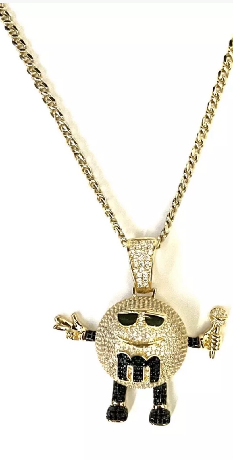 Iced Out Hip Hop Pendant Mens Fashion Jewelry Gifts Necklace M&M Chocolate Candy