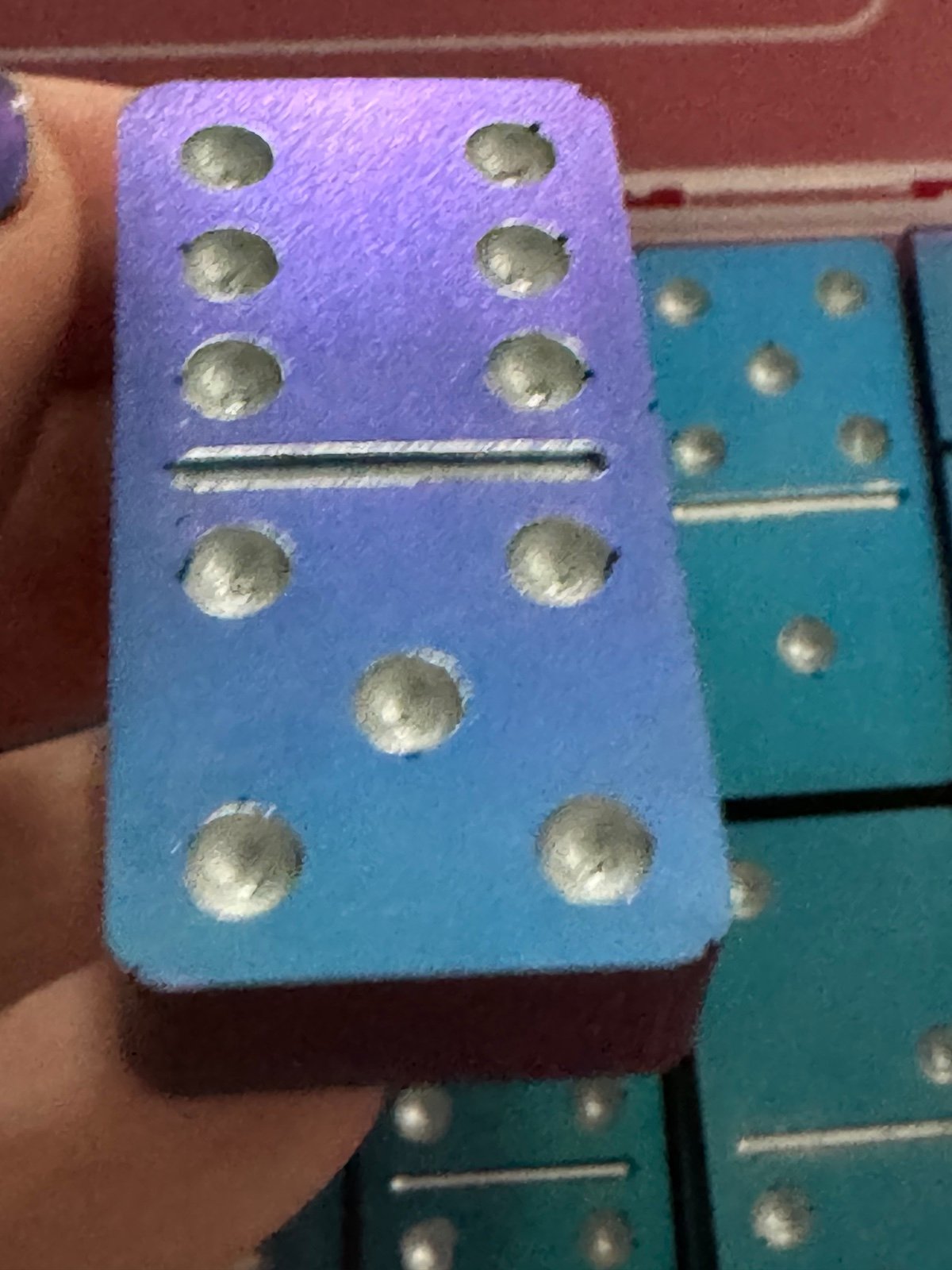 Custom color shifting Domino family game night in clear case
