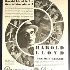 1929 Ad Harold Lloyd 1st talking movie Paramount Fisher & GM auto bodies