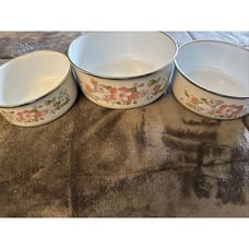 Vintage 3 Pc. Set Kobe Kitchen Floral Metal Enamel Nesting Mixing Bowls