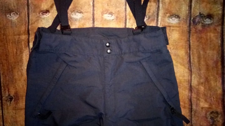 Patagonia Men Sz 32 Suspender Overalls Zip Ski Snowboard Insulated Pants, BLACK