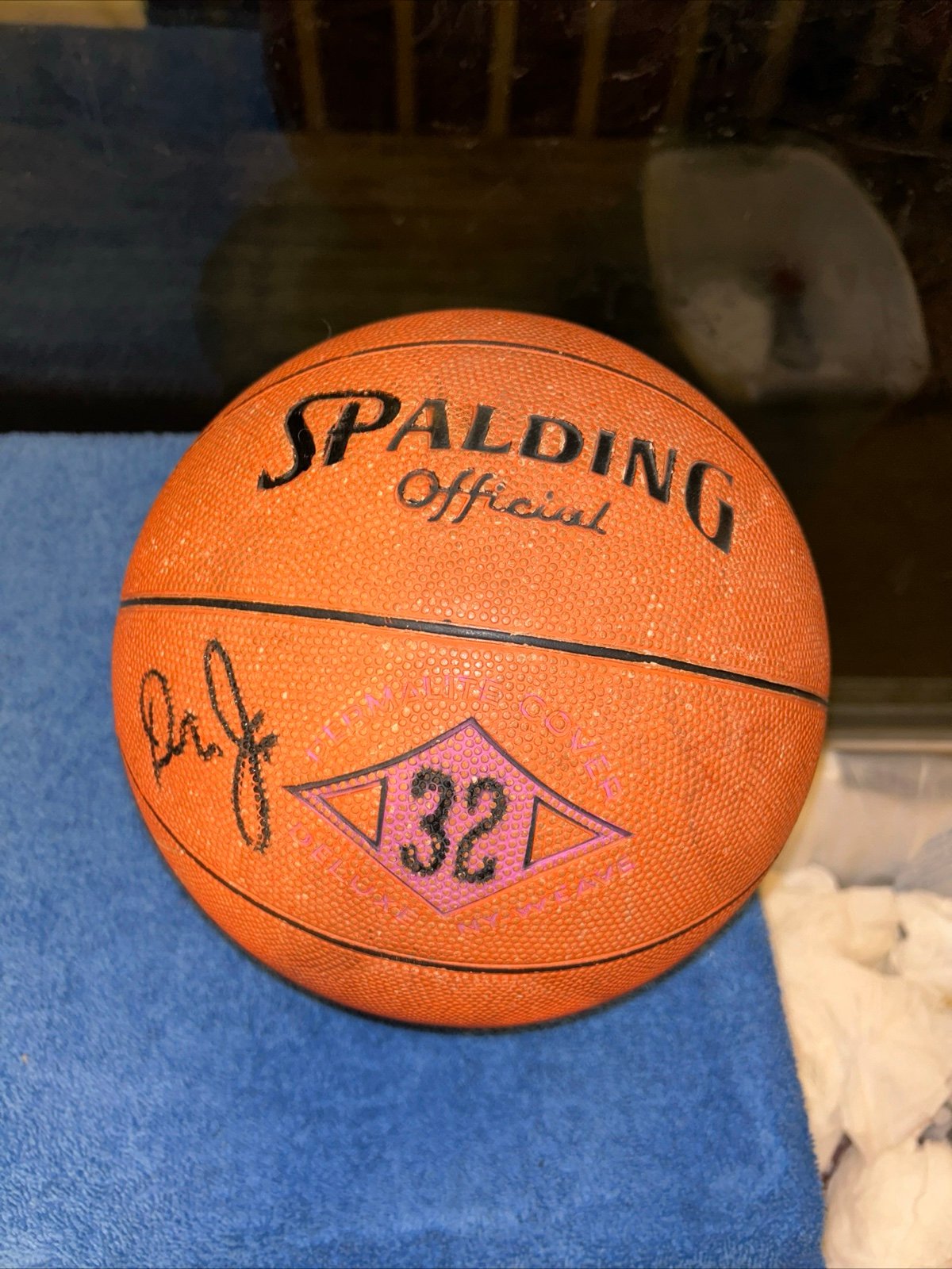 vtg Spalding Official Permalite cover Basketball NY deluxe Weave Dr J #32