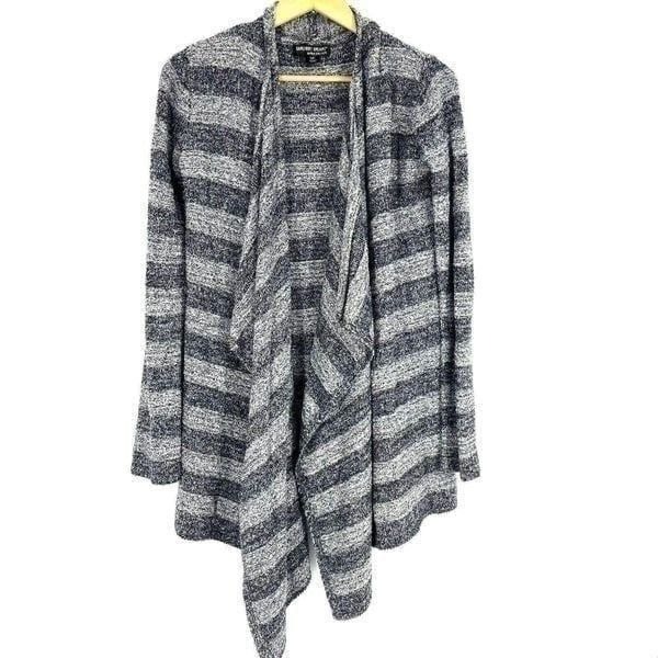 Barefoot Dreams Sweater Size S/M Blue Stripe Cozy Chic Lite Island Wrap Cardigan