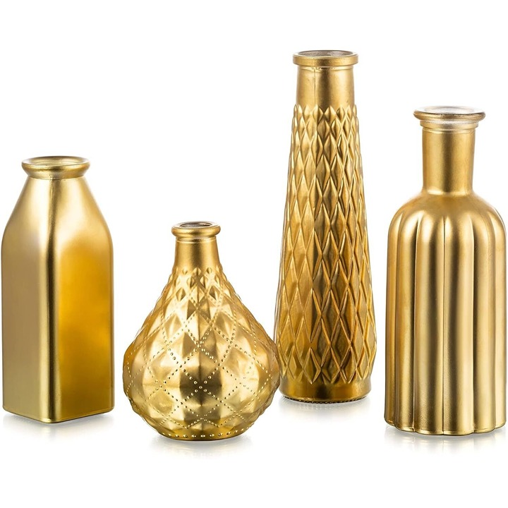 Modern Gold Glass Vase for Flowers: Small Home Decoration